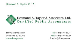 Desmond A. Taylor & Assoc. Business Card